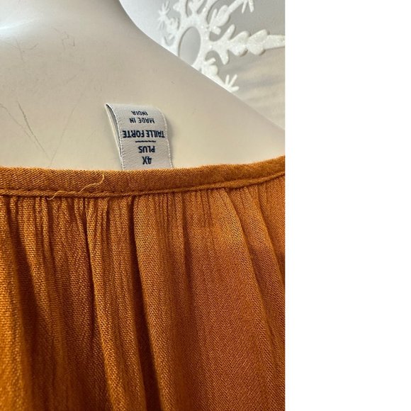 🎃 Old Navy PLUS SIZE 4X Tall Mustard Yellow Orange Dress Top Blouse Tunic Lace - Picture 4 of 5